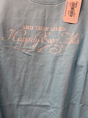 Happily Ever After Graphic Tee - Light Blue with White Script
